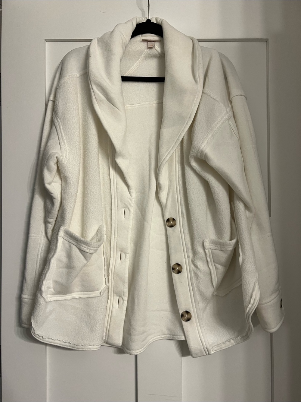 Knox Rose Cream Shawl-Collar Button Pea Coat